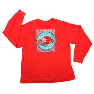 Unisex Adults Gildan Backwoods Born & Raised XL Red Long Sleeve Cotton T-Shirt